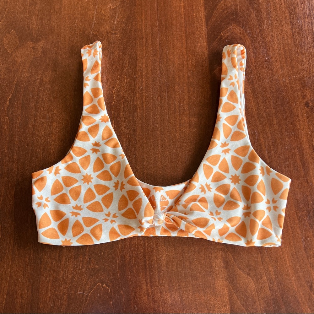 Orange Patterned Bikini Top